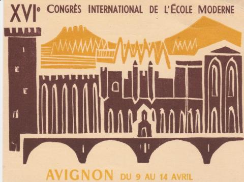 carte postale du 16e Congrès de l'ICEM en Avignon en 1960