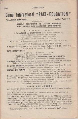 Camp international à Vallouise 1949
