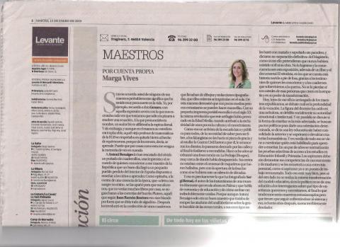 Article de journal sur A Benaiges 15 janvier 2019