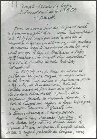 Compte-rendu du congrès FIMEM Bruxelles 1958 par Freinet
