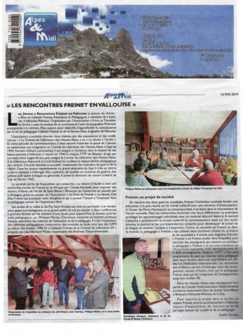 Compte-Rendu Journées Freinet journal Alpes et Midi 16 mai 2019