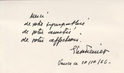 Faire part du décès de C. Freinet ( fonds Philippe Geneviève)